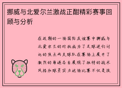 挪威与北爱尔兰激战正酣精彩赛事回顾与分析