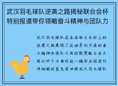 武汉羽毛球队逆袭之路揭秘联合会杯特别报道带你领略奋斗精神与团队力量 - 副本